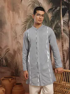 Sangria Paneled Woven Design Cotton Kurta