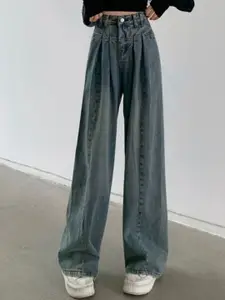 StyleCast Women Cotton Mid-Rise Wide Leg Jeans