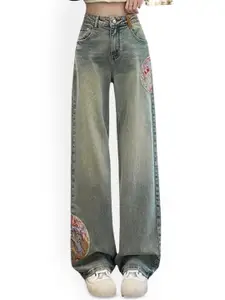 StyleCast Women Relaxed Fit Cotton Heavy Fade Jeans