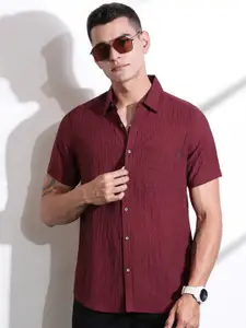 Thomas Scott Men Smart Slim Fit Spread Collar Textured Casual Shirt