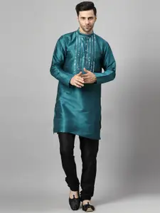 Utsav Fashion Men Yoke Design Regular Sequinned Kurta with Churidar