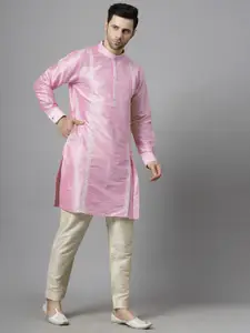 Utsav Fashion Men Embroidered High Slit Sequinned Kurta with Trousers
