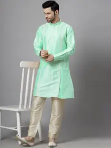 Utsav Fashion Men Embroidered High Slit Sequinned Kurta with Trousers