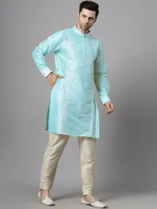 Utsav Fashion Men Embroidered High Slit Sequinned Kurta with Trousers
