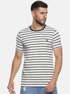 ADRO Men Striped Round Neck Cotton T-shirt