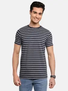 ADRO Men Striped Round Neck Cotton T-shirt