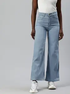 ADBUCKS Women Wide Leg High-Rise Jeans