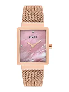 Timex Women Brass Mother of Pearl Dial & Stainless Steel Straps Analogue Multi Function Watch TWEL20704