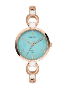 Timex Women Brass Embellished Dial & Stainless Steel Straps Analogue Multi Function Watch TWEL18111