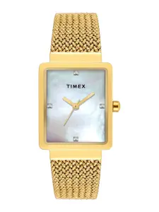 Timex Women Brass Mother of Pearl Dial & Stainless Steel Straps Analogue Multi Function Watch TWEL20703