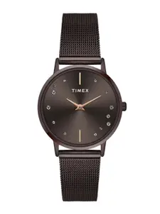 Timex Women Brass Embellished Dial & Stainless Steel Straps Analogue Multi Function Watch TWEL15619