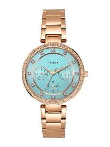 Timex Women Brass Embellished Dial & Stainless Steel Straps Analogue Multi Function Watch TWEL18705
