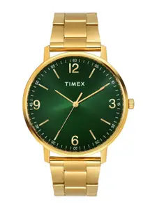 Timex Men Brass Embellished Dial & Stainless Steel Straps Analogue Watch TW0TG8027