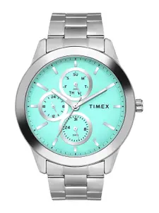 Timex Men Brass Patterned Dial & Stainless Steel Straps Analogue Multi Function Watch TWEG18520