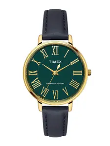 Timex Women Brass Dial & Leather Straps Analogue Watch TWEL19104