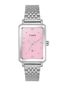 Timex Women Brass Embellished Dial & Stainless Steel Straps Analogue Watch TWEL20801