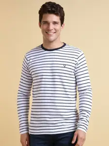 Allen Solly Men Striped Round Neck Cotton Slim Fit T-shirt