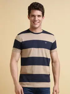 Allen Solly Men Striped Round Neck Cotton Slim Fit T-shirt