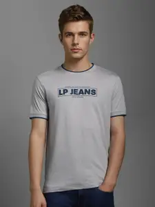 Louis Philippe Jeans Men Typography Printed Round Neck Cotton T-shirt