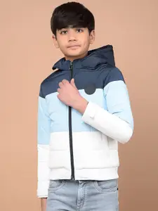 Crimsoune Club Boys Hooded Colourblocked Casual Padded Lightweight Jacket