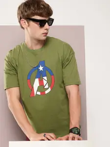 Kook N Keech Relaxed Fit Captain America Graphic Printed Pure Cotton T-shirt