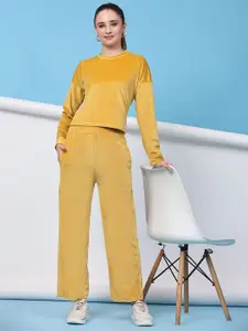 DressBerry Yellow Round Neck Top With Trouser