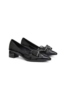 Sherrif Shoes PU Block Pumps with Bows