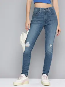 Levis Women Skinny Fit High-Rise Mildly Distressed Light Fade Stretchable Jeans