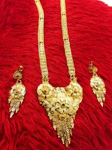 Anujeet Fashion Hub Gold-plated Necklace and Earrings