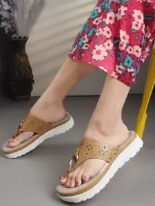 ELLE Women Tan-Brown Casual Open Toe Flats