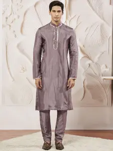 VASTRAMAY Gotta Patti Mandarin Collar Straight Kurta with Pyjamas