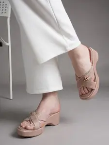 Lavie Embellished Wedge Sandals with Buckles