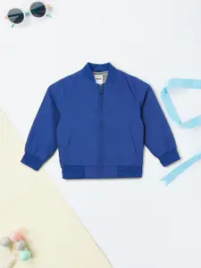 max Boys Solid Stand Collar Long Sleeves Bomber Jacket