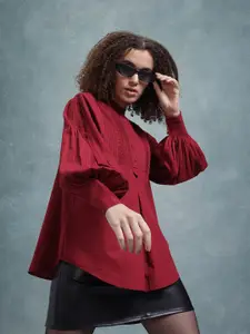 The Roadster Lifestyle Co. Classic Pin Tucks Volume Sleeves Pure Cotton Casual Shirt