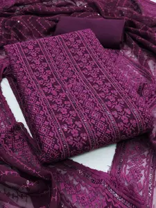 Panzora Floral Embroidered Sequinned Georgette Unstitched Dress Material