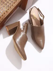 GNIST Women Pointed Toe Block Heel Mules