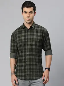 Majestic Man Poly Cotton Smart Slim Fit Checked Casual Shirt