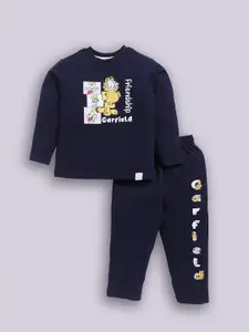 Happy Faces Boys Garfield Printed Pure Cotton T-shirt with Trousers