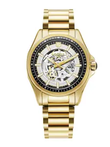 ROAMER Men Brass Dial & Stainless Steel Bracelet Style Straps Analogue Motion Powered Watch 220984 48 55 20