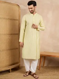 House of Pataudi Sequined Embroidered Mandarin Collar Straight Kurta