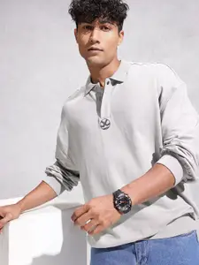 WROGN Pure Cotton Shirt Collar Oversized Plus Sweatshirt