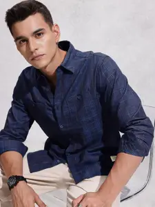 WROGN Pure Cotton Comfort Fit Opaque Checked Casual Shirt