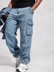 WROGN Men Pure Cotton Loose Fit Cargo Style Jeans