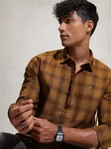 WROGN Pure Cotton Tartan Checks Opaque Casual Shirt