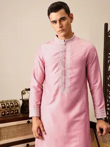 House of Pataudi Floral Yoke Design Sequinned Floral Jashn Kurta