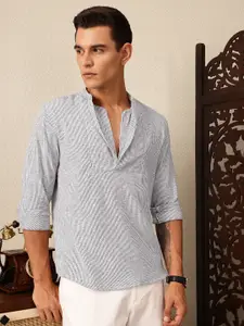 House of Pataudi Striped Pure Cotton Rozana Kurta