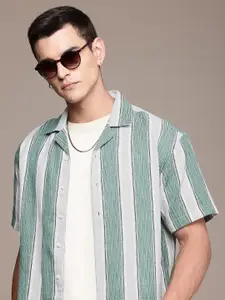 The Roadster Life Co. Relaxed Fit Self Striped Drop-Shoulder Sleeves Casual Shirt