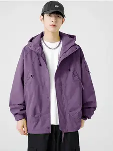 StyleCast Men Hooded Solid Casual Tailored Jacket