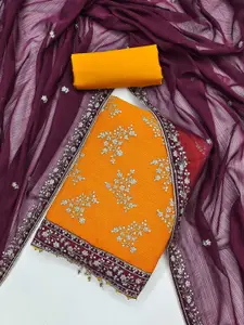 Panzora Floral Embroidered Sequinned Georgette Unstitched Dress Material