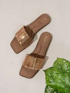 Inc 5 Women Embellished Open Toe Flats